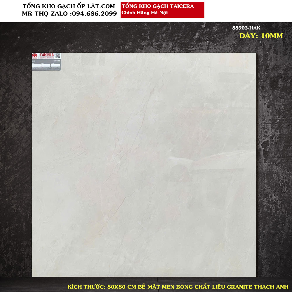 Gạch lát nền vân đá Taicera 80x80 bóng kính 88903 Loại 1